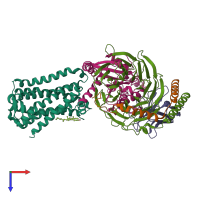 PDB entry 8smv coloured by chain, top view.