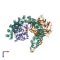 PDB entry 8so0 coloured by chain, top view.