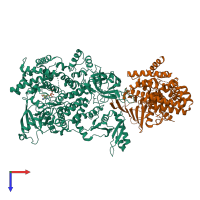 PDB entry 8soa coloured by chain, top view.