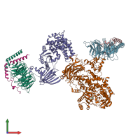 PDB entry 8sod coloured by chain, front view.