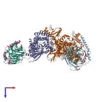PDB entry 8sod coloured by chain, top view.