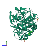 PDB entry 8sog coloured by chain, side view.