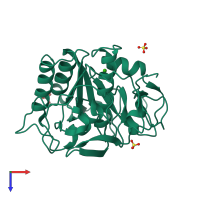 PDB entry 8sog coloured by chain, top view.