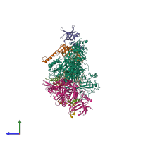 PDB entry 8sok coloured by chain, side view.