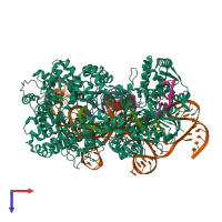 PDB entry 8spq coloured by chain, top view.