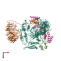PDB entry 8sqa coloured by chain, top view.