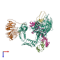PDB entry 8sqb coloured by chain, top view.