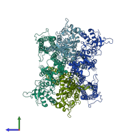 PDB entry 8ss5 coloured by chain, side view.