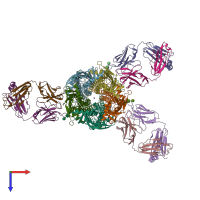 PDB entry 8st0 coloured by chain, top view.