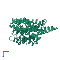 PDB entry 8su1 coloured by chain, top view.
