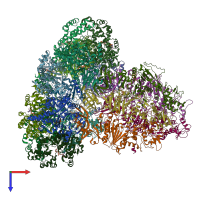 PDB entry 8sub coloured by chain, top view.