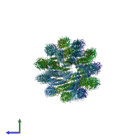 PDB entry 8sug coloured by chain, side view.