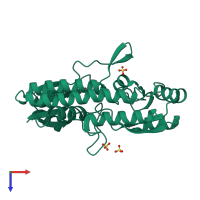 PDB entry 8svc coloured by chain, top view.