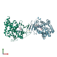 PDB entry 8svr coloured by chain, front view.