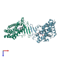 PDB entry 8svr coloured by chain, top view.