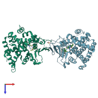PDB entry 8svt coloured by chain, top view.