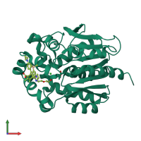 PDB entry 8sw8 coloured by chain, front view.