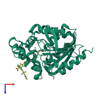 PDB entry 8sw8 coloured by chain, top view.