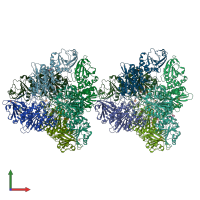 PDB entry 8sw9 coloured by chain, front view.