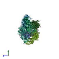 PDB entry 8sw9 coloured by chain, side view.