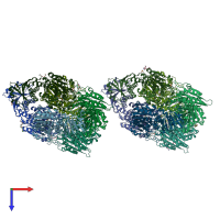 PDB entry 8sw9 coloured by chain, top view.