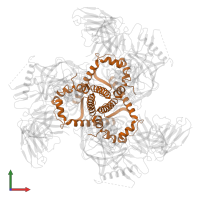 HIV-1 gp41 in PDB entry 8sxj, assembly 1, front view.