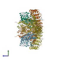 PDB entry 8sxn coloured by chain, side view.