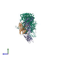 PDB entry 8syn coloured by chain, side view.