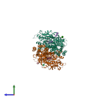 PDB entry 8szf coloured by chain, side view.