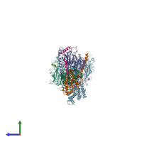 PDB entry 8szh coloured by chain, side view.
