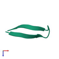 Monomeric assembly 1 of PDB entry 8t0g coloured by chemically distinct molecules, top view.