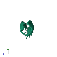 PDB entry 8t0g coloured by chain, ensemble of 10 models, side view.