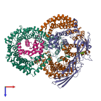 PDB entry 8t1o coloured by chain, top view.