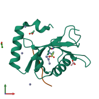 PDB entry 8t33 coloured by chain, front view.