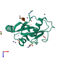 PDB entry 8t33 coloured by chain, top view.