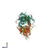 PDB entry 8t3k coloured by chain, side view.
