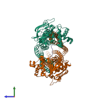 PDB entry 8t4h coloured by chain, side view.