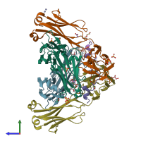 PDB entry 8t51 coloured by chain, side view.
