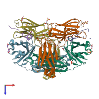 PDB entry 8t51 coloured by chain, top view.