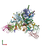 PDB entry 8t5c coloured by chain, front view.