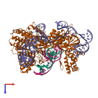 PDB entry 8t6o coloured by chain, top view.