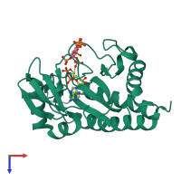 PDB entry 8t8z coloured by chain, top view.