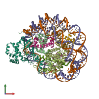 PDB entry 8t9f coloured by chain, front view.