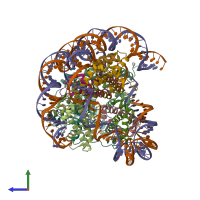 PDB entry 8t9f coloured by chain, side view.