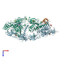 PDB entry 8tan coloured by chain, top view.