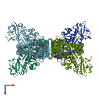 PDB entry 8tbt coloured by chain, top view.