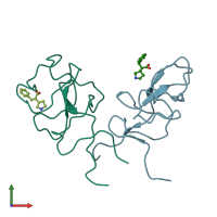 PDB entry 8tce coloured by chain, front view.