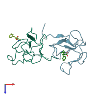 PDB entry 8tce coloured by chain, top view.