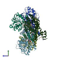 PDB entry 8td3 coloured by chain, side view.