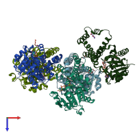 PDB entry 8td3 coloured by chain, top view.